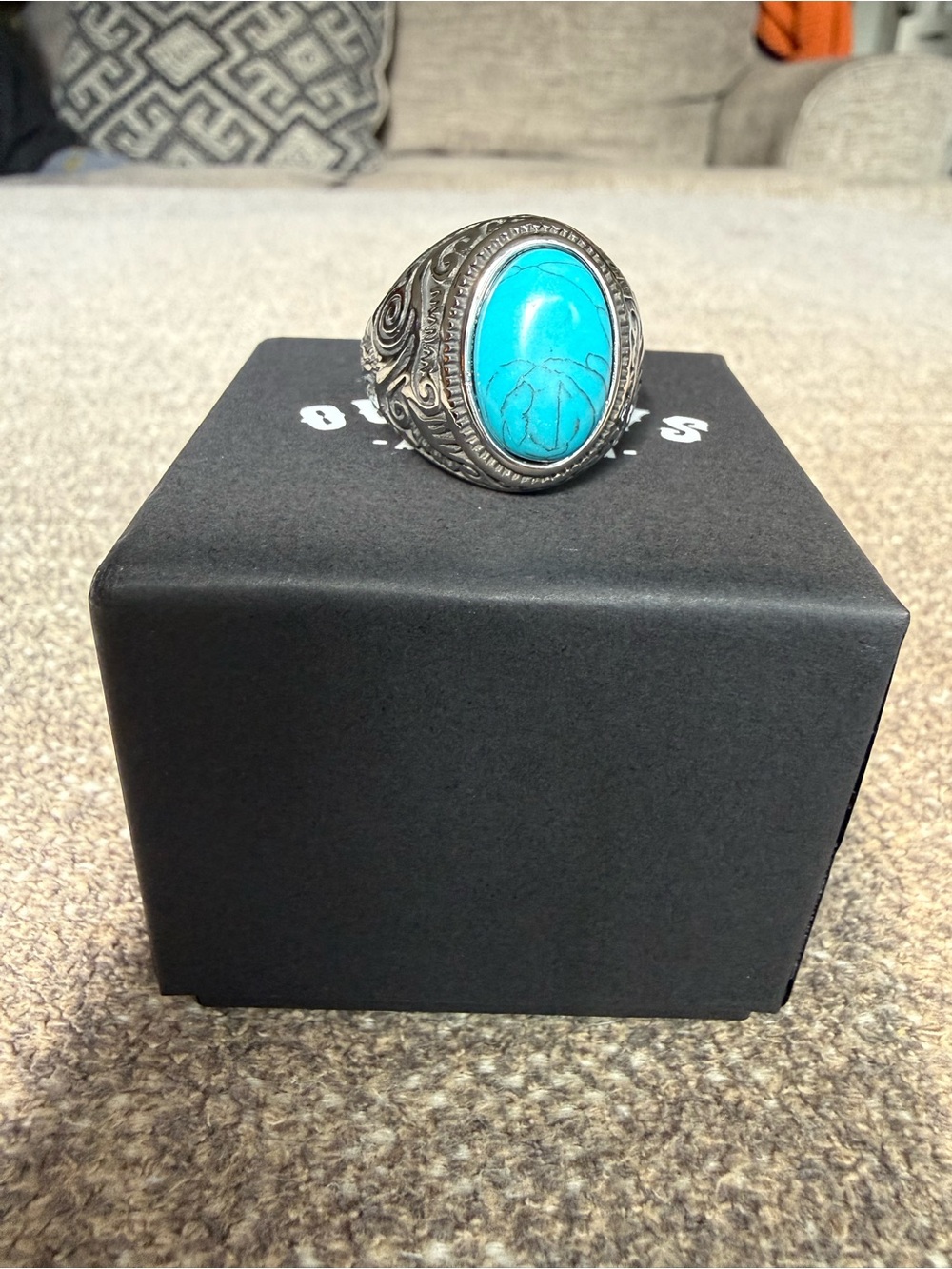 Outlaws Amsterdam- Men’s Turquoise Oval Statement Ring - Size 11